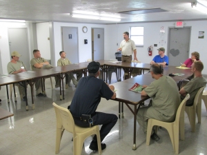 Stacy White, Bell County U.K. Extension Agent discusses, "How to begin a garden" with the inmates. 
