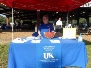 Ms. Betty from the Bell County Extension service directs people to the different areas.