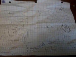 A rough sketch of our garden area and the future plans.