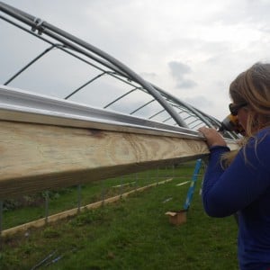 Jessica is adding the wire framing to the hipboards