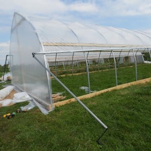 The last side of the roll-up system. Notice the lever also serves as a "kick stand" to keep it in place.