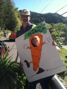 Proud Coal Miner Shane and his wife, Kathy having fun in parade line.