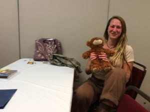 Leah and her teddy bear