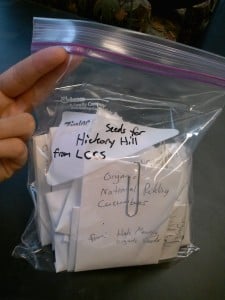 Seeds packed by volunteers for Hickory Hill.