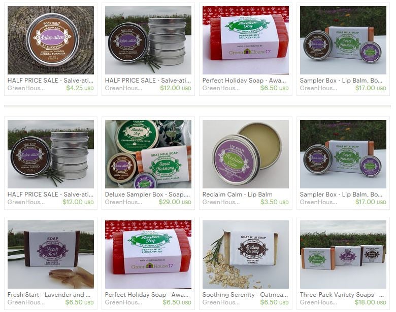 A screenshot of our online shop at Etsy.com