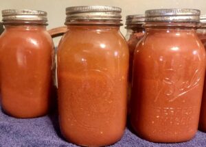 canned home-grown tomato juice